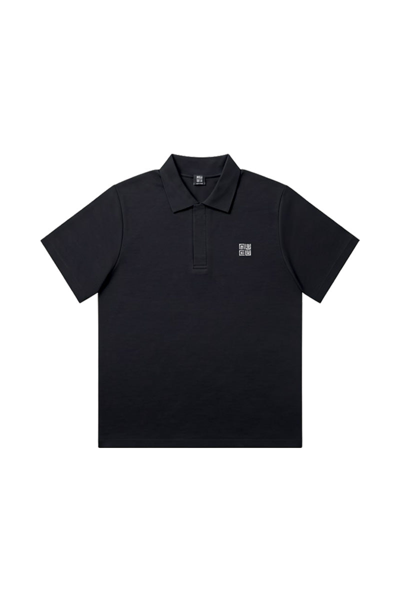 NUCUビンゴ襟付きTシャツ ブラック 前面