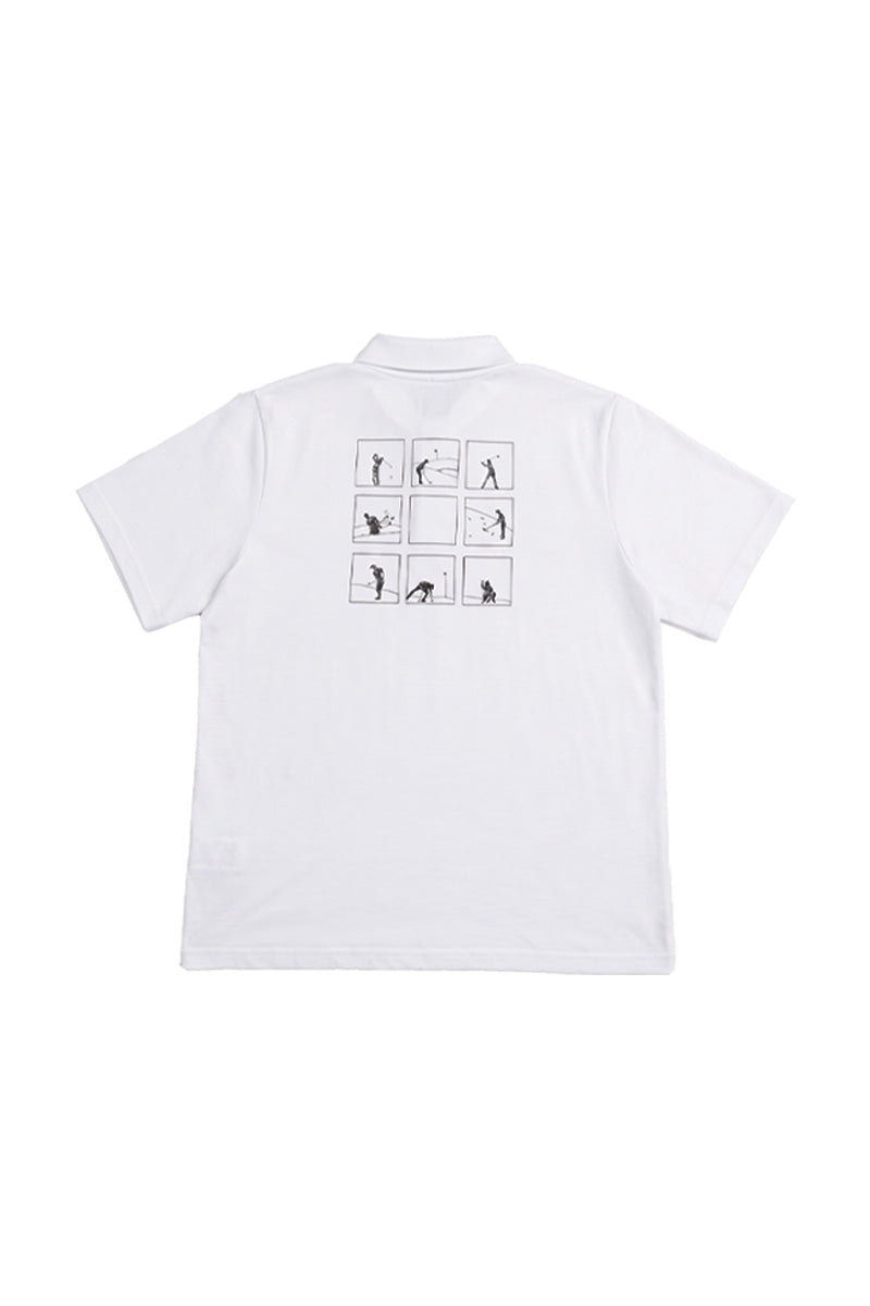 NUCUビンゴ襟付きTシャツ ホワイト 背面のビンゴプリント