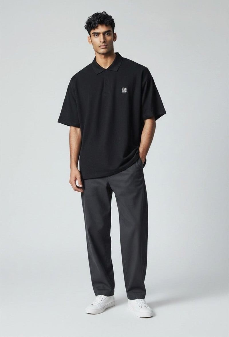 NUCUビンゴ襟付きTシャツ(男性) ブラック