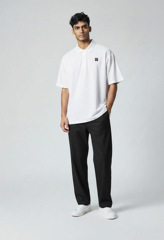 NUCUビンゴ襟付きTシャツ(男性) ホワイト 着用イメージ 前面