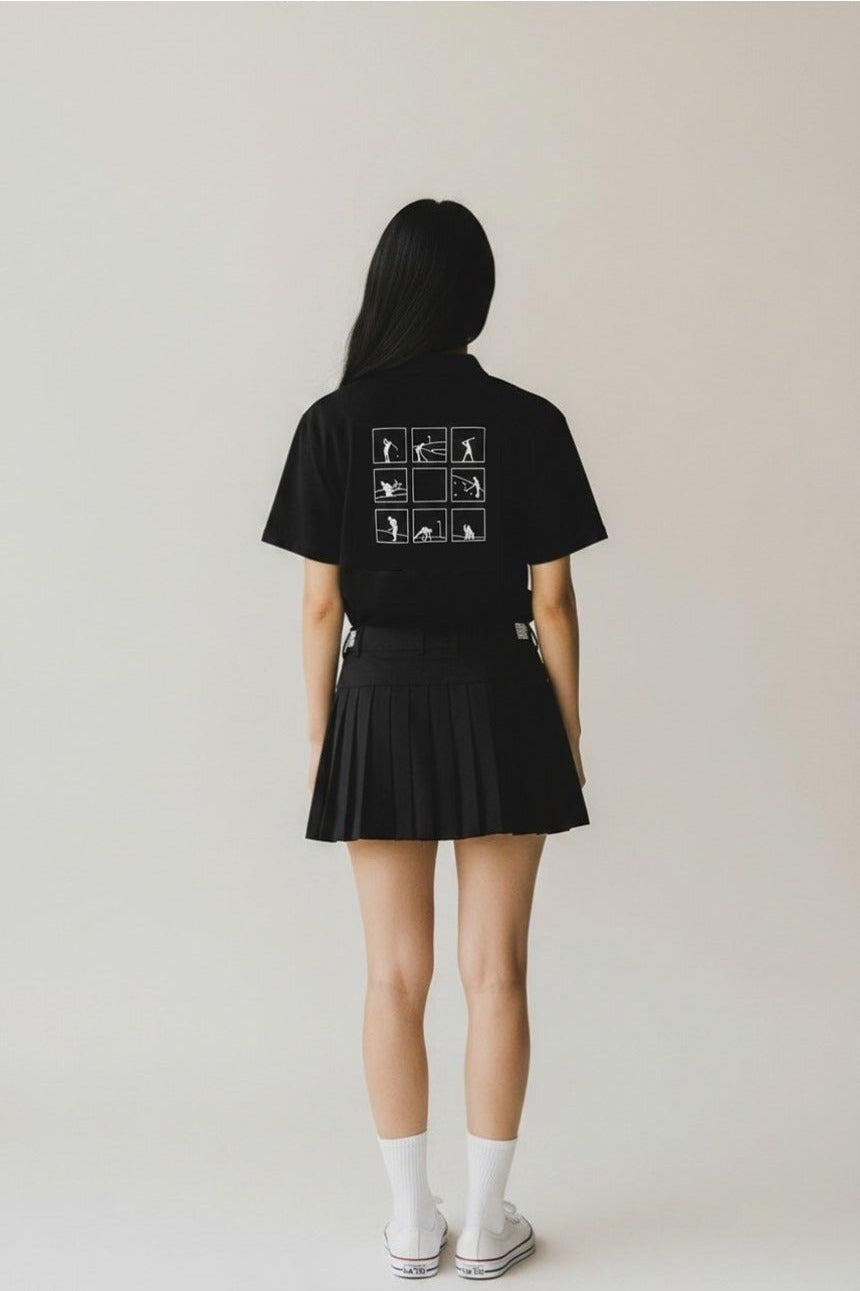 NUCUビンゴ襟付きTシャツ(女性) ブラック 着用イメージ 背面