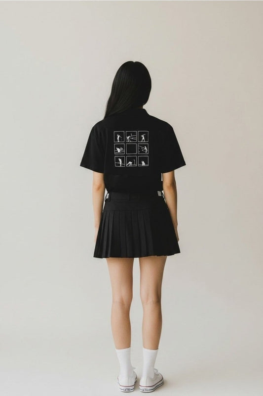 NUCUビンゴ襟付きTシャツ(女性) ブラック 着用イメージ 背面