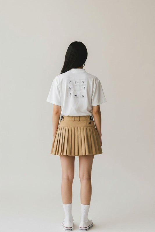 NUCUビンゴ襟付きTシャツ(女性) ホワイト 着用イメージ 背面